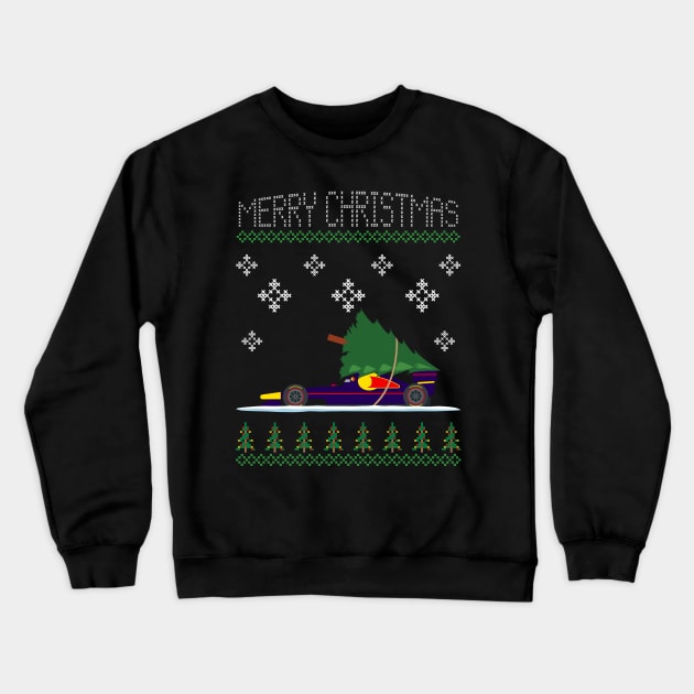 Purple Bull Christmas Car Crewneck Sweatshirt by HSDESIGNS